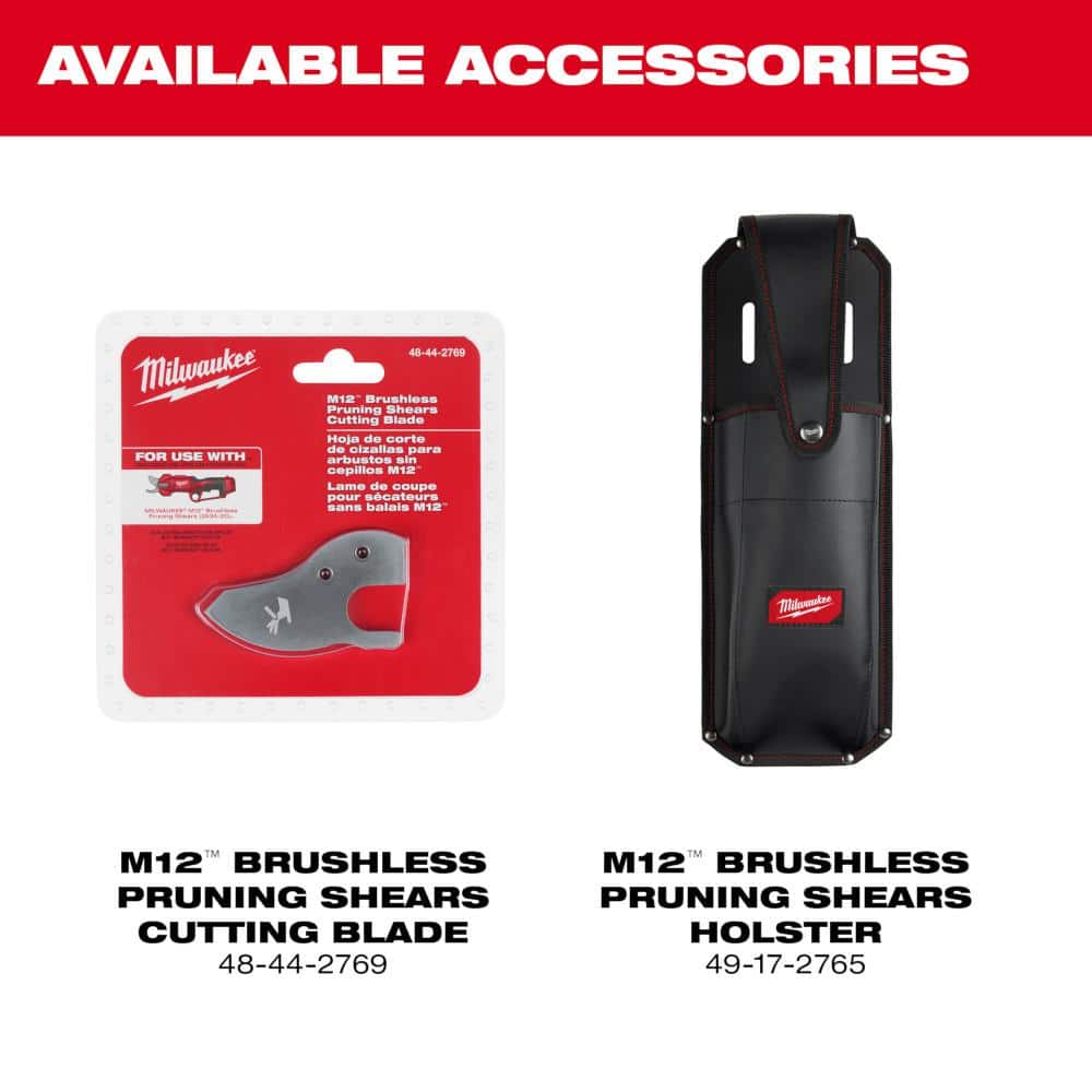 M12 12V Lithium-Ion Cordless Brushless Pruner Shears w/(2) 5.0 Ah High Output Battery, Charger