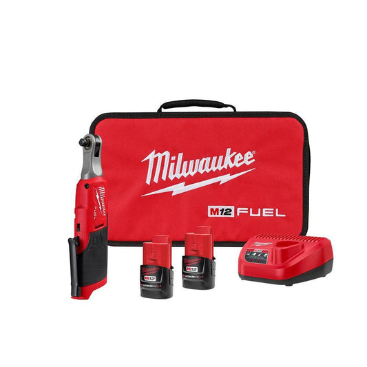 M12 FUEL 12V Lithium-Ion Brushless Cordless High Speed 3/8 in. Ratchet Kit w/(2) Batteries, Charger and Bag