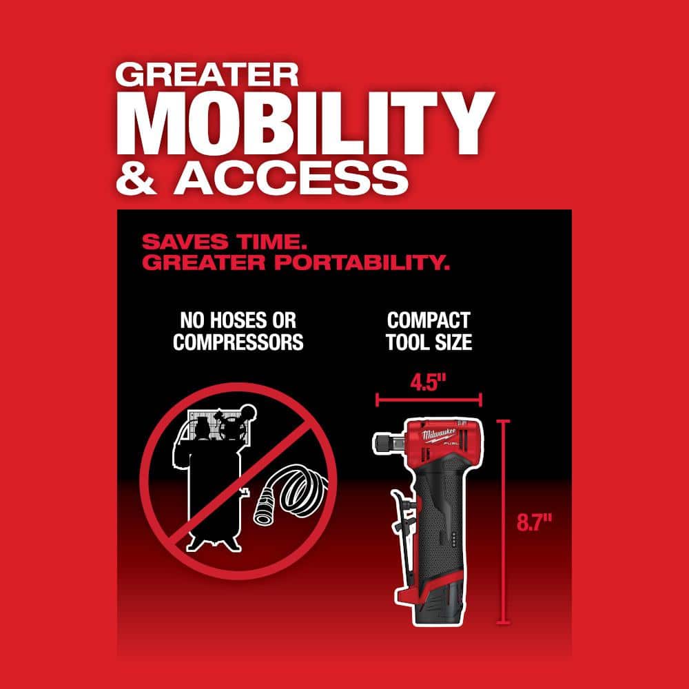 M12 FUEL 12V Lithium-Ion 1/4 in. Cordless Right Angle Die Grinder Kit with M12 Lithium-Ion Cordless 3/8 in. Ratchet