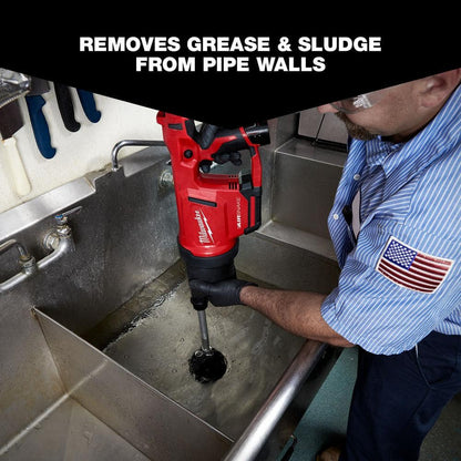 M12 12-Volt Lithium-Ion Cordless Drain Cleaning Airsnake Air Gun Kit with (1) 2.0Ah Battery, Toilet Attachments