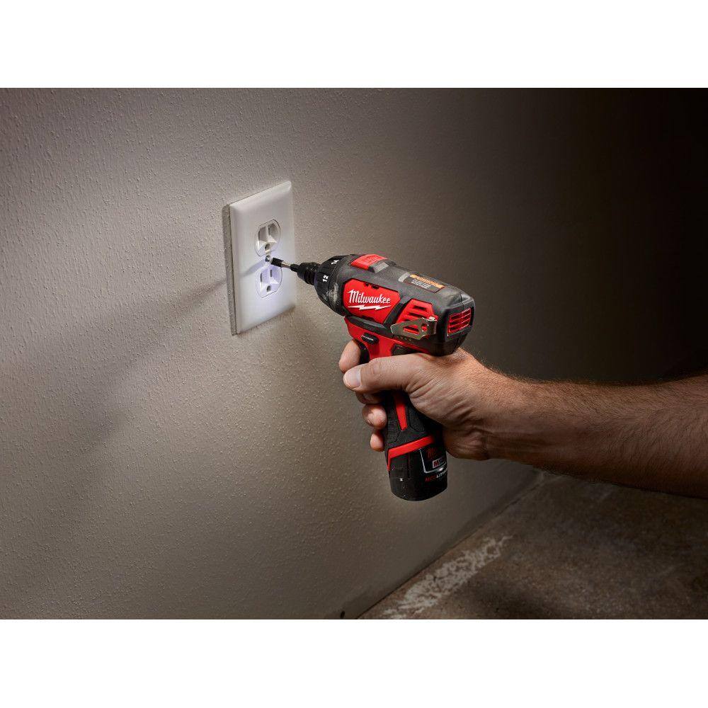 M12 12V Lithium-Ion Cordless 1/4 in. Hex Screwdriver Kit with Two 1.5Ah Batteries, Charger and Tool Bag