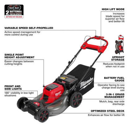 M18 FUEL Brushless Cordless 21 in. Walk Behind Dual Battery Self-Propelled Mower (Tool-Only)