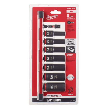 SHOCKWAVE Impact Duty 3/8 in. SAE Deep Impact Rated Socket Set (8-Piece)