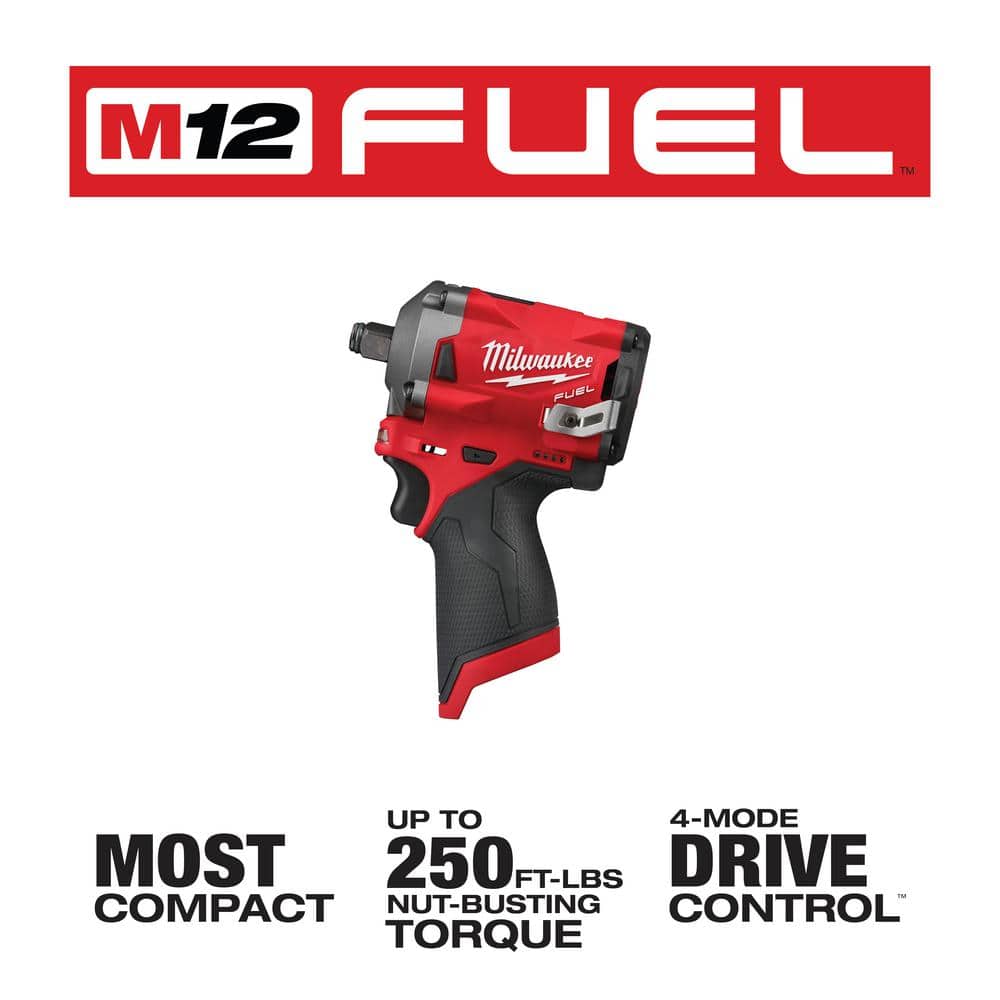 M12 FUEL 12V Lithium-Ion Brushless Cordless Stubby 1/2 in. Impact Wrench (Tool-Only)
