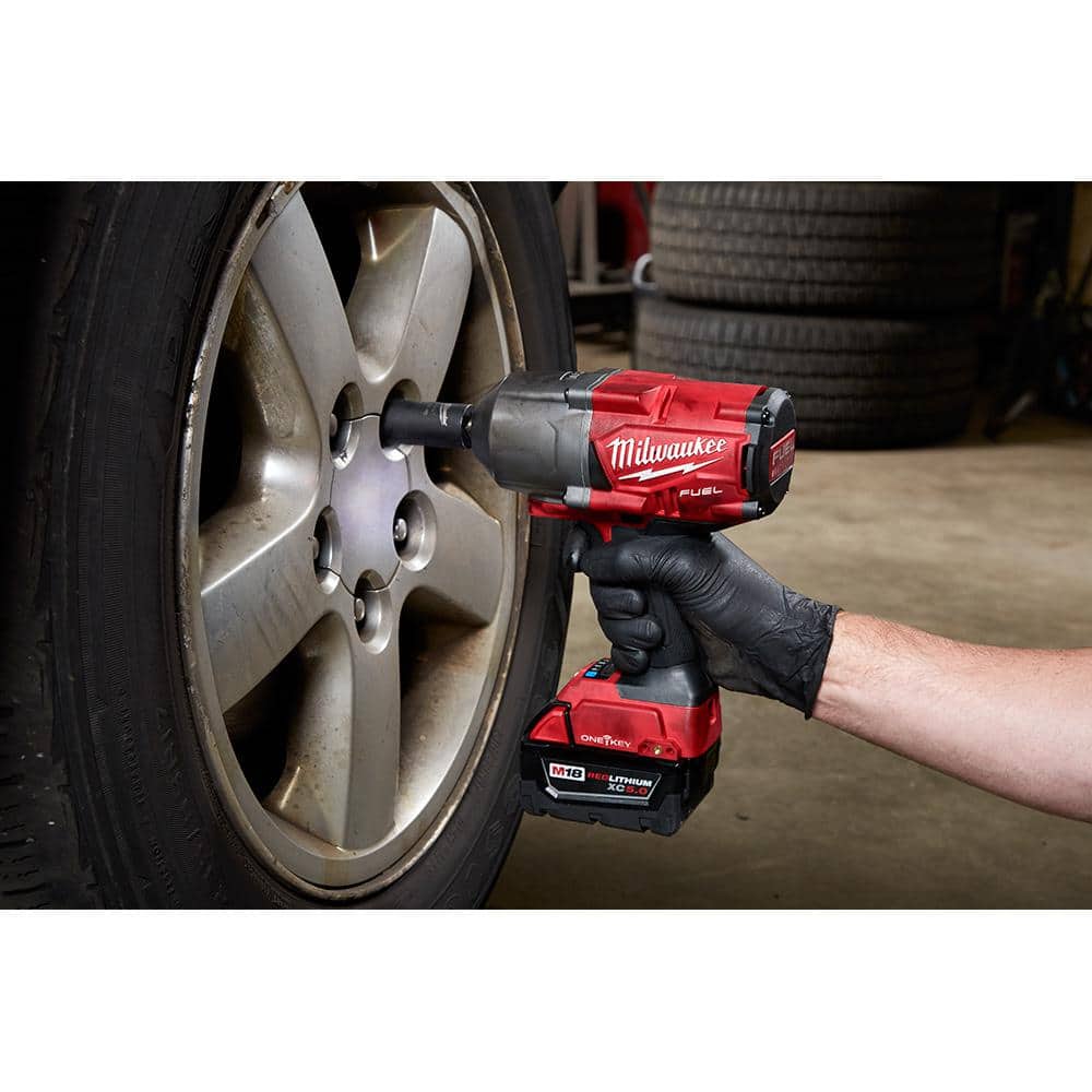M18 FUEL ONE-KEY 18V Li-Ion Brushless Cordless 1/2 in. High-Torque Impact Wrench with Friction Ring, Resistant Batteries