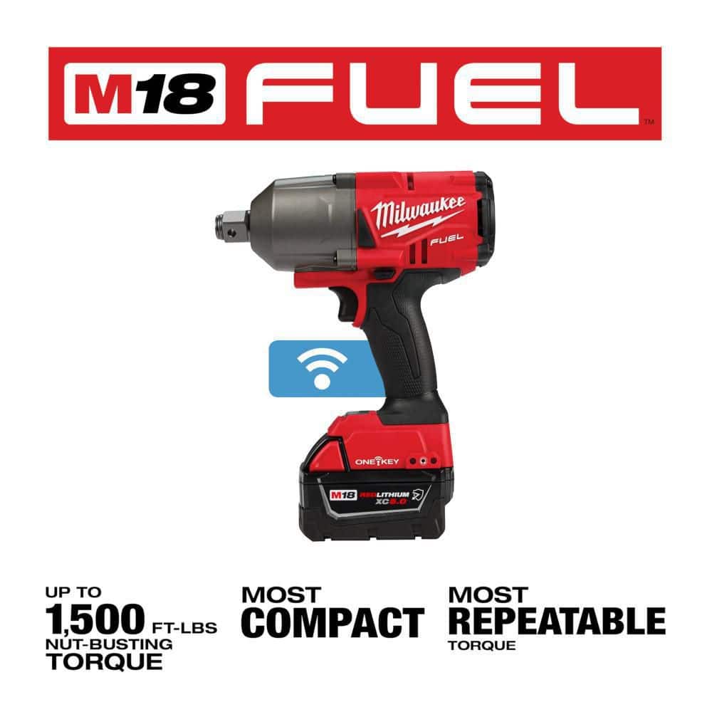 M18 FUEL ONE-KEY 18V Li-Ion Brushless Cordless 3/4 in. High-Torque Impact Wrench with Friction Ring, Resistant Batteries