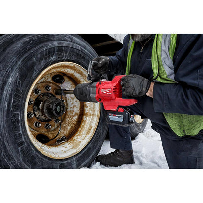 M18 FUEL 18V Lithium Ion Brushless Cordless 1 in. Impact Wrench Extended Reach D Handle and HIGH OUTPUT 12Ah Battery