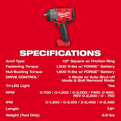 M18 FUEL 18V Lithium-Ion Brushless Cordless 1/2 in. and 3/8 in. Impact Wrench with Friction Ring (2-Tool)