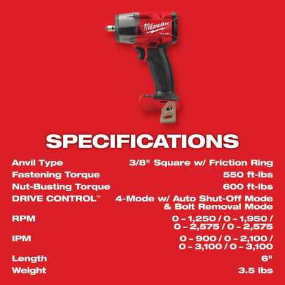 M18 FUEL 18V Lithium-Ion Brushless Cordless 1/2 in. and 3/8 in. Impact Wrench with Friction Ring (2-Tool)