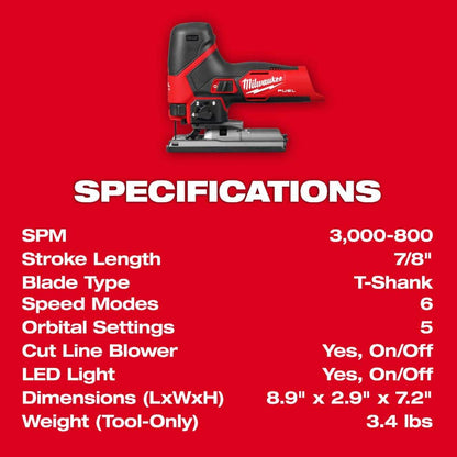 M12 12V Fuel Lithium-Ion Cordless Jig Saw (Tool-Only)