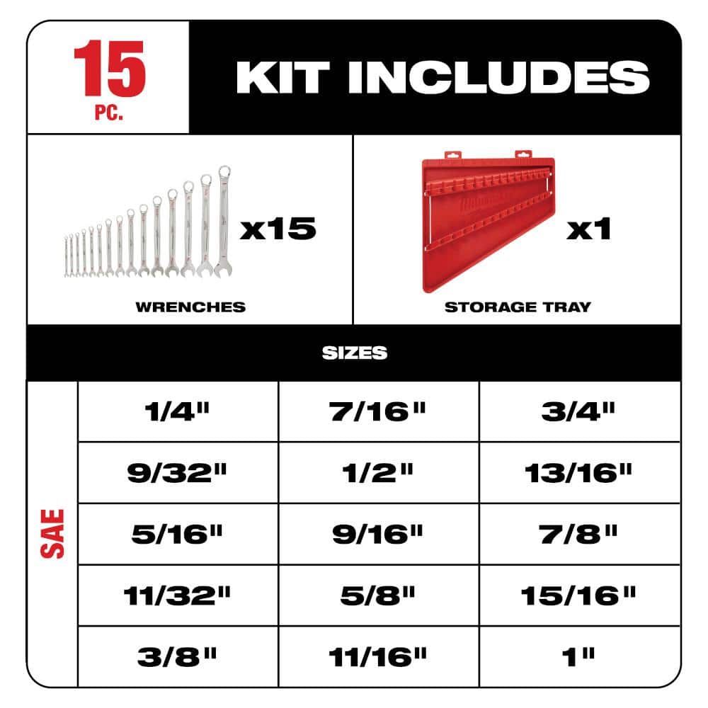 Combination SAE and Metric Wrench Mechanics Tool Set (30-Piece)