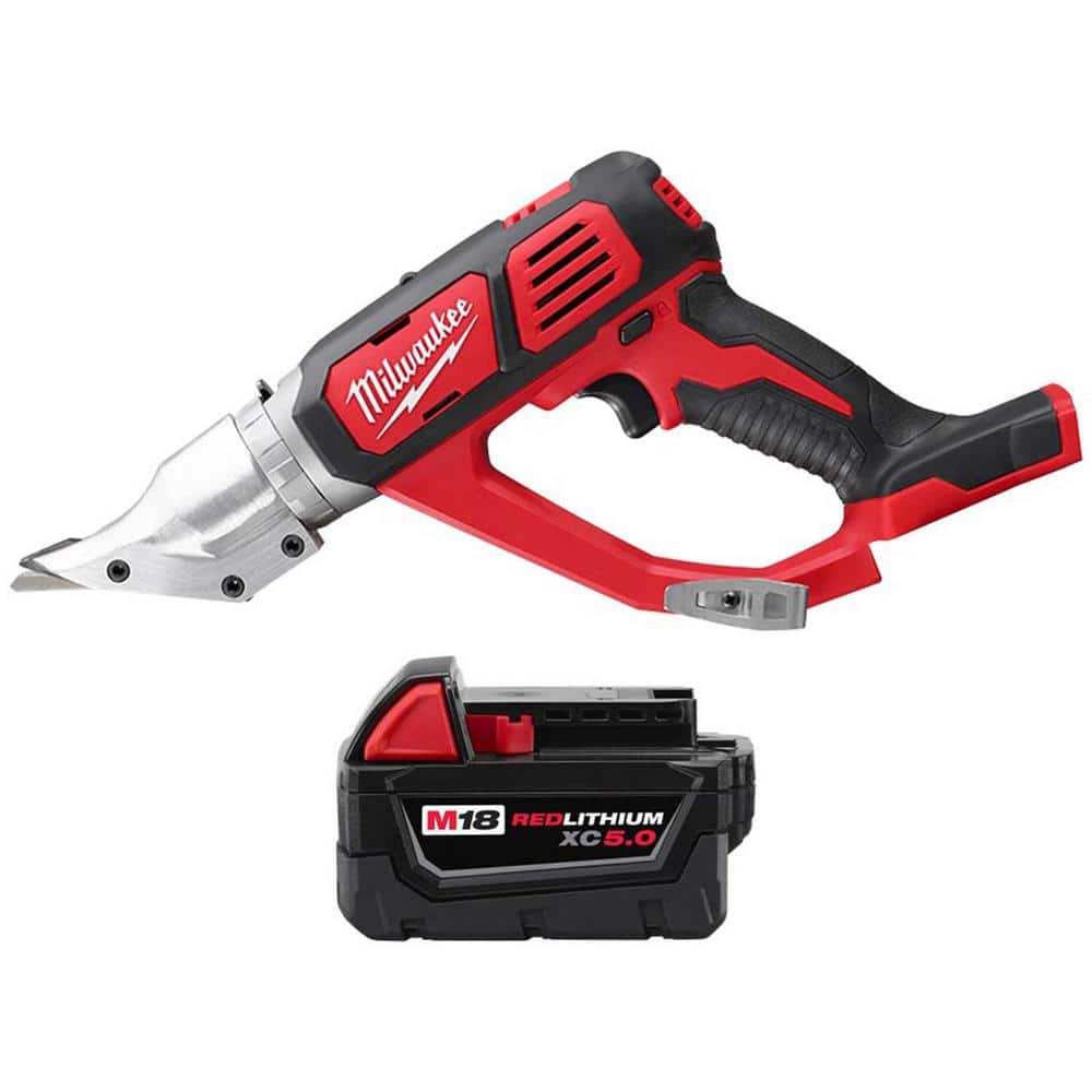 M18 18-Volt Lithium-Ion Cordless 18-Gauge Double Cut Metal Shear w/5.0 ah Battery