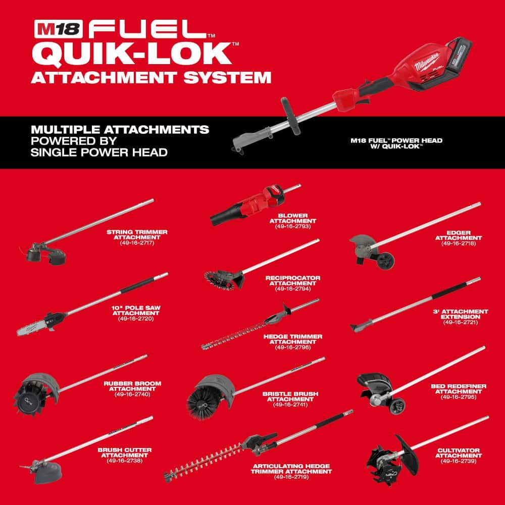 M18 FUEL 18V Lithium-Ion Brushless Cordless QUIK-LOK String Trimmer/Blower Combo Kit w/Pole Saw Attachment (3-Tool)