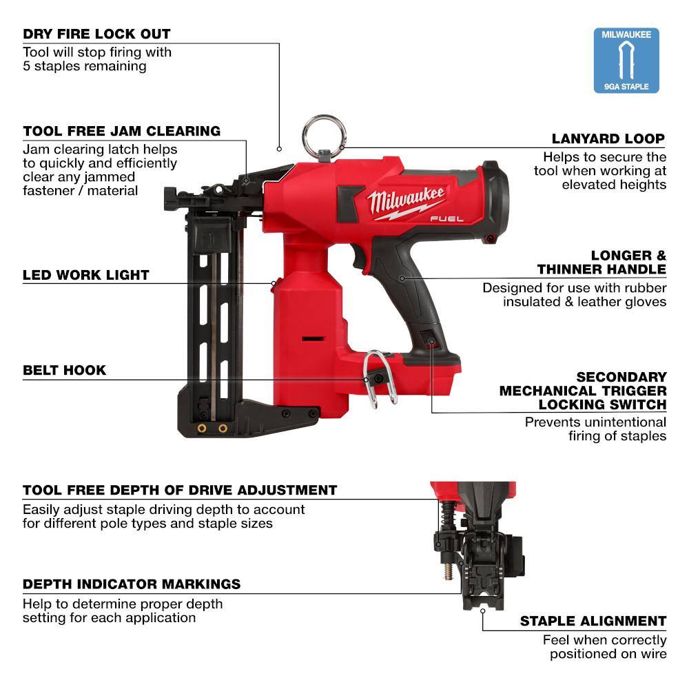 M18 FUEL 18-Volt Lithium-Ion Brushless Cordless Utility Fencing Stapler (Tool-Only)