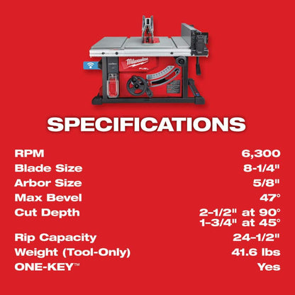 M18 FUEL ONE-KEY 18-Volt Lithium-Ion Brushless Cordless 8-1/4 in. Table Saw (Tool-Only)