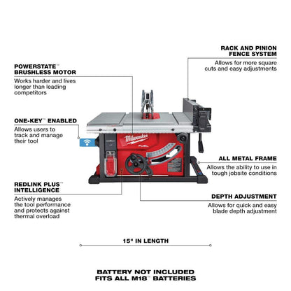 M18 FUEL ONE-KEY 18-Volt Lithium-Ion Brushless Cordless 8-1/4 in. Table Saw (Tool-Only)