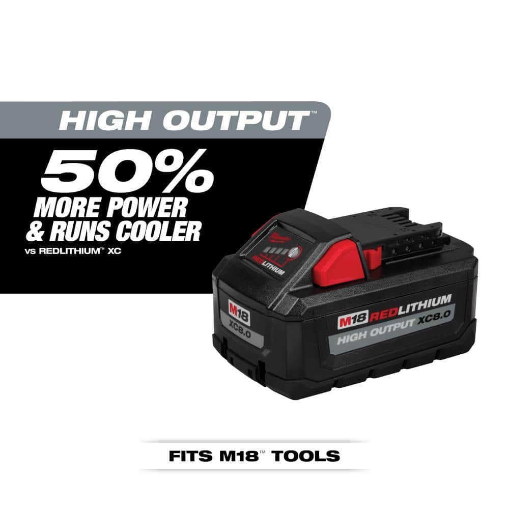 M18 18-Volt Lithium-Ion HIGH OUTPUT XC 8.0Ah (2-Pack) and 6.0Ah Batteries (2-Pack)
