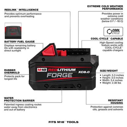M18 18V Lithium-Ion REDLITHIUM FORGE XC 8.0 Ah Battery Pack