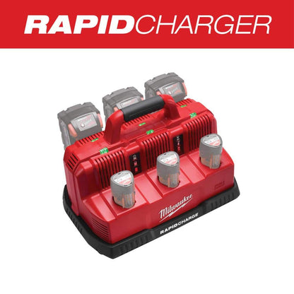 M12 and M18 12-Volt/18-Volt Lithium-Ion Multi-Voltage 6-Port Sequential Rapid Battery Charger (3 M12 and 3 M18 Ports)