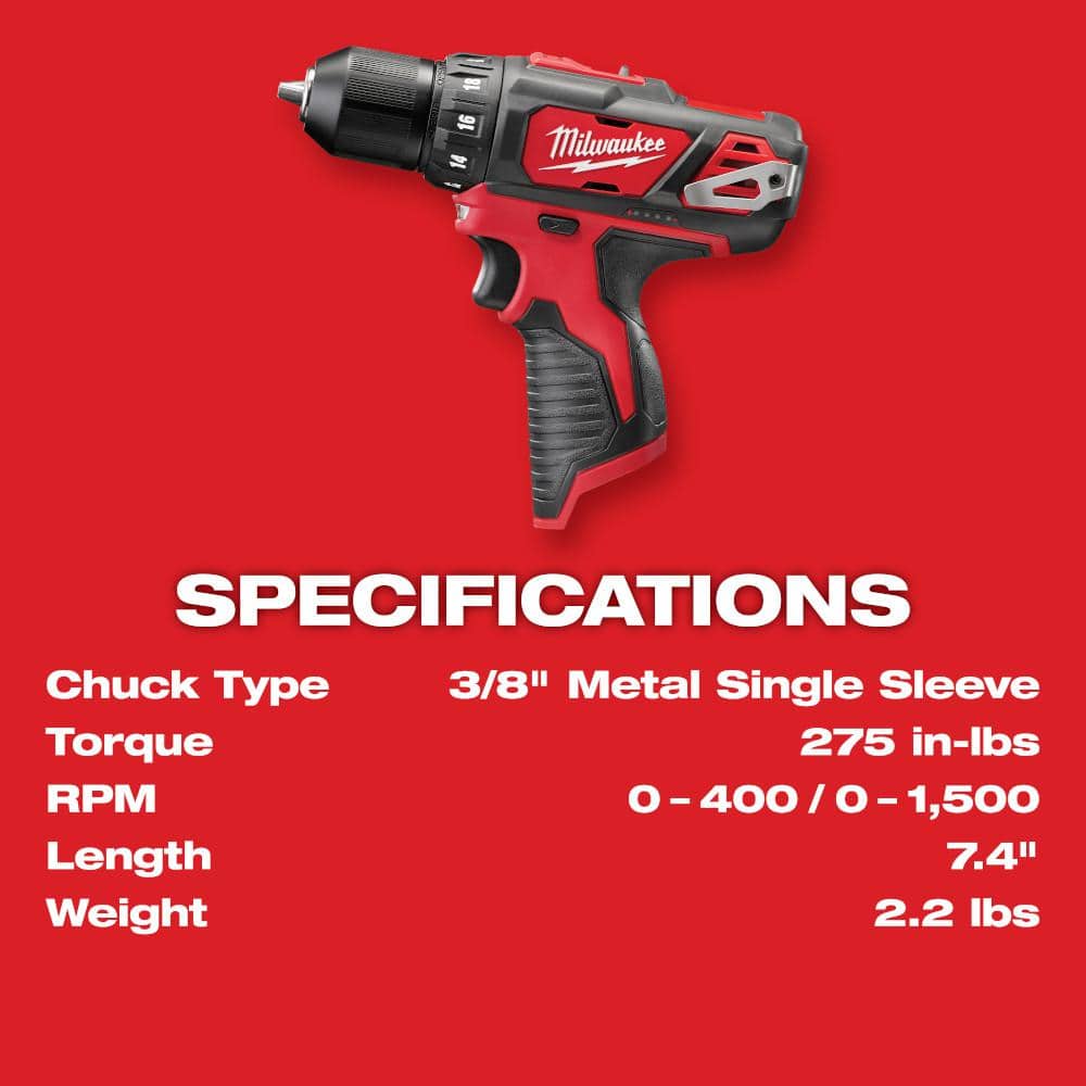 M12 12V Lithium-Ion Cordless 4-Tool Combo Kit with (2) Compact 1.5Ah Batteries and Charger