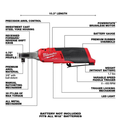 M12 FUEL 12-Volt Lithium-Ion Cordless Hammer Drill/Impact Driver/3/8 in. Ratchet Combo Kit (3-Tool)