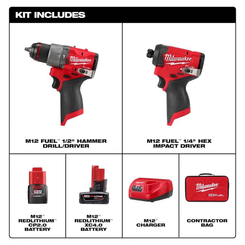 M12 FUEL 12-Volt Lithium-Ion Cordless Hammer Drill/Impact Driver/3/8 in. Ratchet Combo Kit (3-Tool)