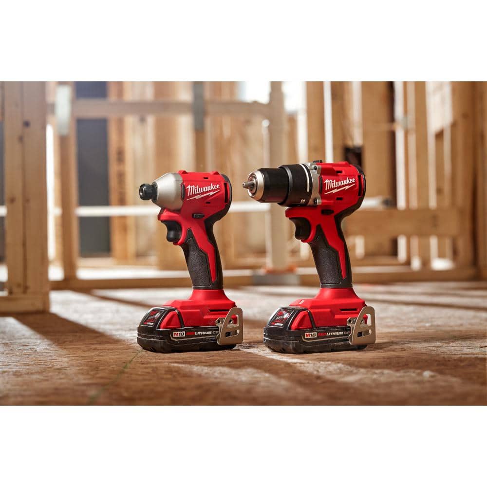 M18 18V Lithium-Ion Brushless Cordless Compact Drill/Impact Combo Kit (2-Tool) w/(2) 2.0 Ah Batteries w/5.0 Ah Battery