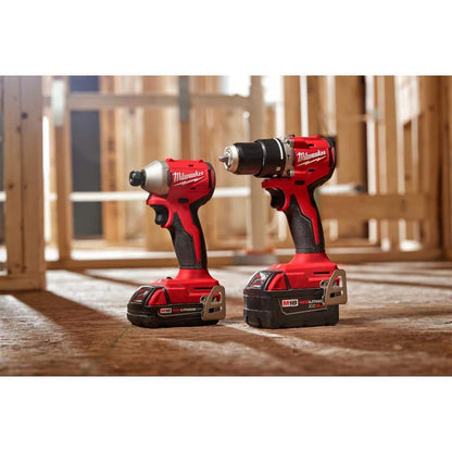 M18 18-Volt Lithium-Ion Brushless Cordless Compact Hammer Drill/Impact Combo Kit (2-Tool) with (2) Batteries, Bag