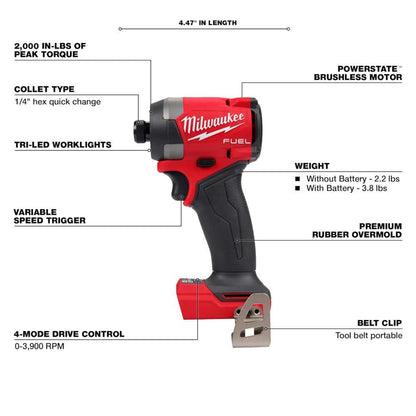 M18 FUEL 18V Lithium-Ion Brushless Cordless Combo Kit W/(2) 5.0Ah Batteries, Charger & (2) Tool Bags (10-Tool)