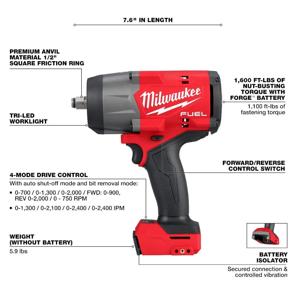 M18 FUEL 18V Lithium-Ion Brushless Cordless Combo Kit with (2) 1/2 in. Impact Wrenches w/Friction Ring (9-Tool)