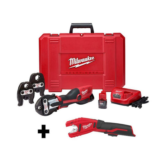 M12 12-Volt Lithium-Ion Force Logic Cordless Press Tool Kit with M12 Copper Tubing Cutter (3 Jaws Included)