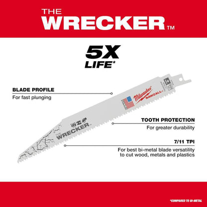 9 in. 7/11 TPI WRECKER Demolition Multi-Material Cutting SAWZALL Reciprocating Saw Blades (5-Pack)