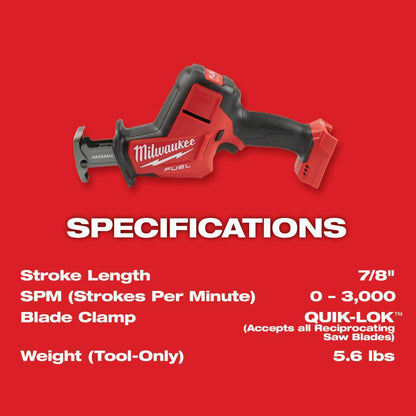 M18 FUEL 18V Lithium-Ion Brushless Cordless HACKZALL Reciprocating Saw w/Two 6.0 Ah Battery and Charger