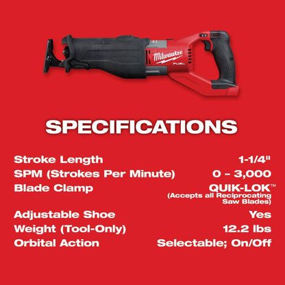 M18 FUEL 18V Lithium-Ion Brushless Cordless Super SAWZALL w/7-1/4 in. Circ Saw & 8.0ah Starter Kit