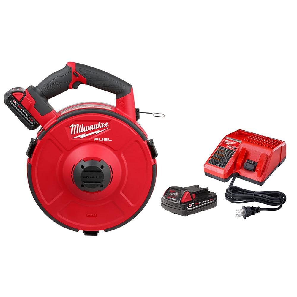 M18 FUEL 18V Lithium-Ion Brushless Cordless Angler 240 ft. Steel Pulling Fish Tape Kit W/ (2) 2.0Ah Batteries