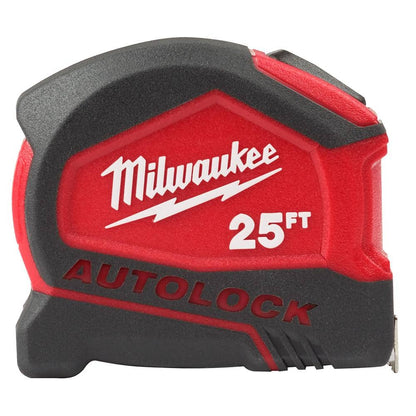Compact Auto Lock 25 ft. SAE Tape Measure with Fractional Scale and 9 ft. Standout