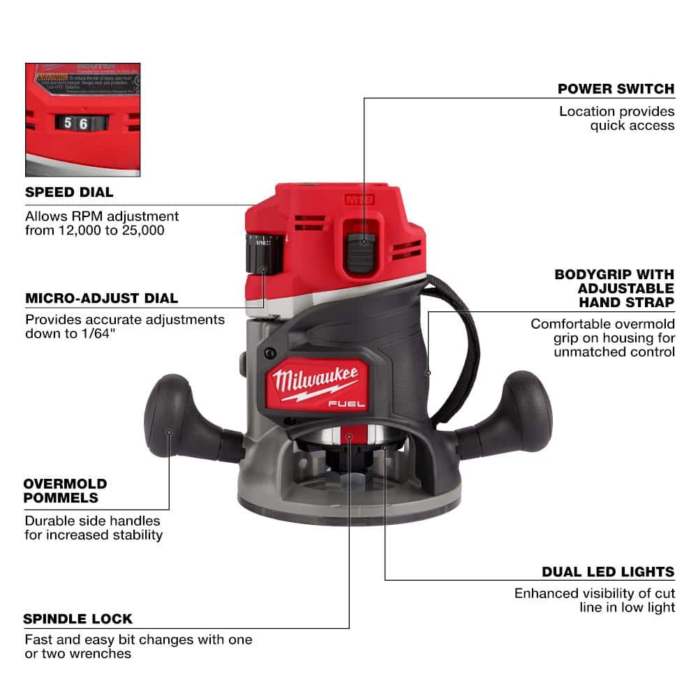 M18 FUEL 18V Lithium-Ion Cordless Brushless 1/2 in. Router (Tool-Only)