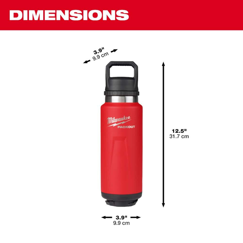PACKOUT Red 36 oz. Insulated Bottle with Chug Lid