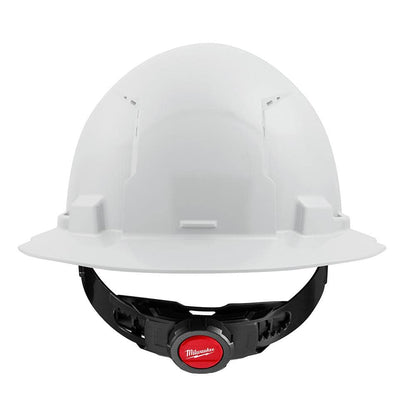 BOLT White Type 1 Class C Full Brim Vented Hard Hat with 4 Point Ratcheting Suspension